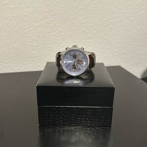 Guess Blue and Silver-Tone Multifunction Watch